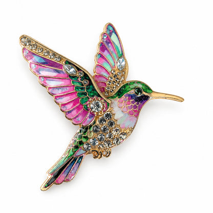 Hummingbird brooch pin with rhinestones