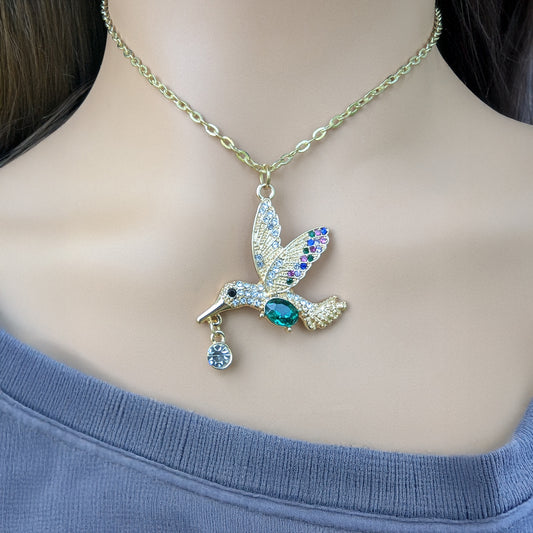 hummingbird pendant with rhinestones
