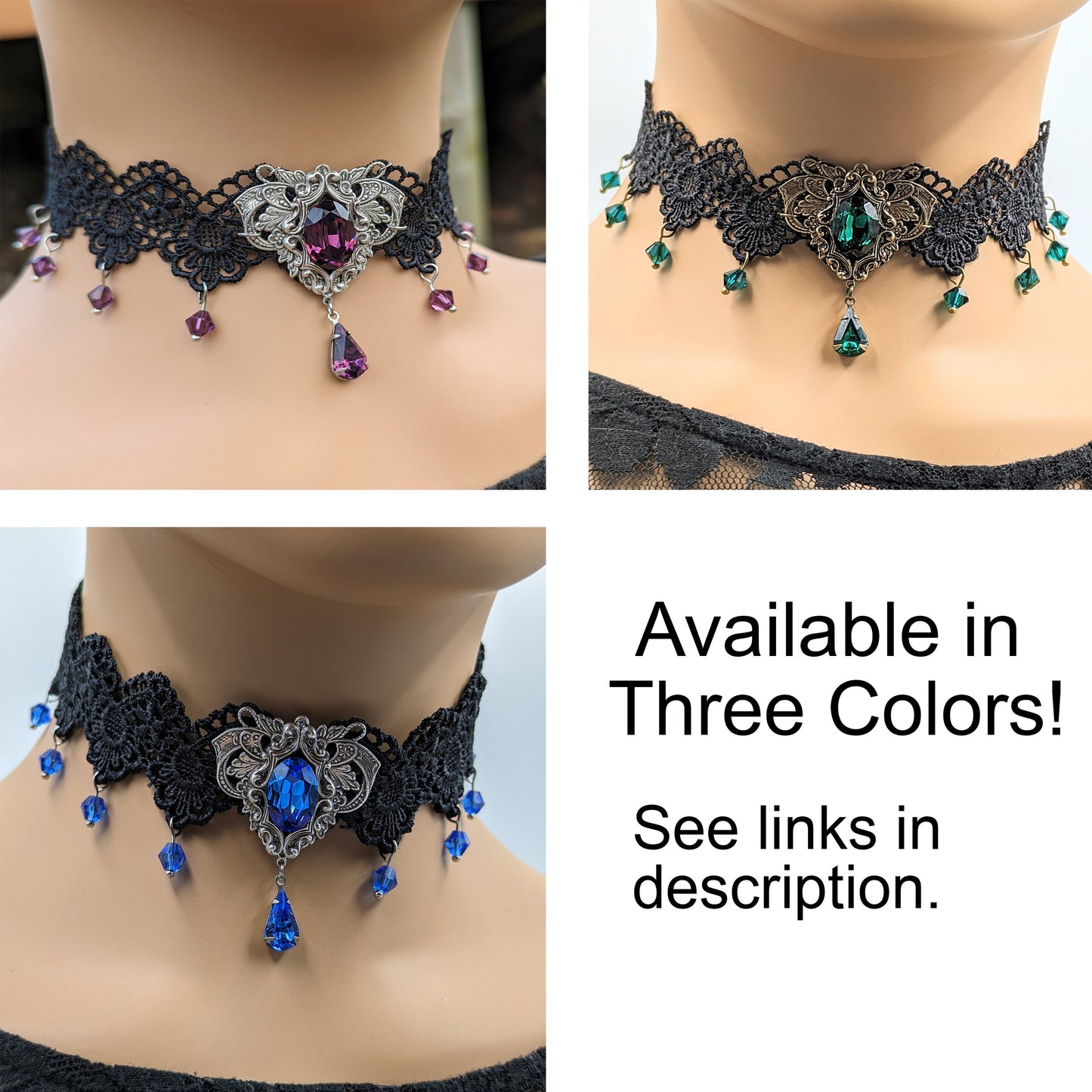 Gothic Red Choker Necklace made with Swarovski Crystals, Gothic Jewelry, Fantasy Jewelry