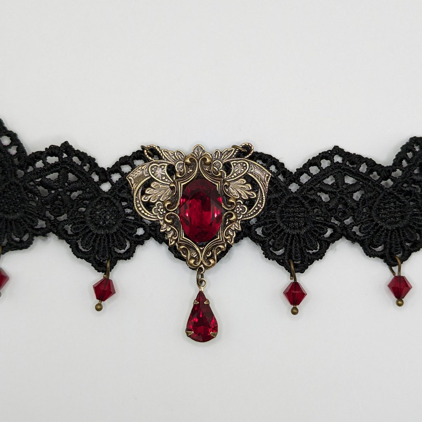 Gothic Red Choker Necklace made with Swarovski Crystals