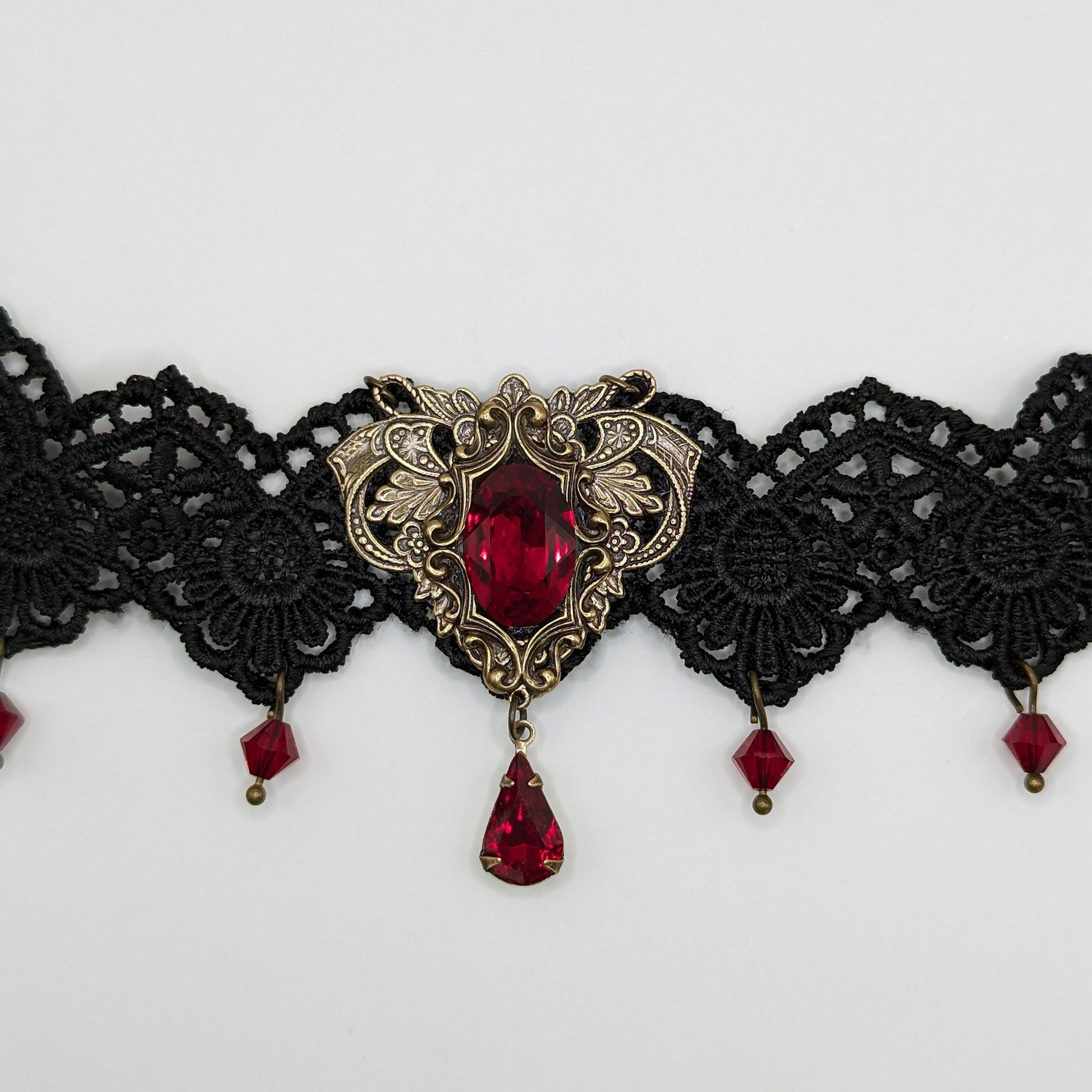 Gothic Red Choker Necklace made with Swarovski Crystals
