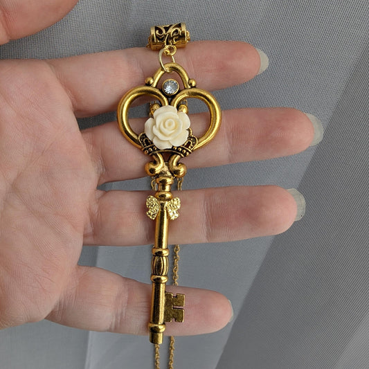 Fantasy Skeleton Key Necklace as Featured in the book, &quot;The Girl Who Fell in the Rice Sack&quot;. Fantasy jewelry