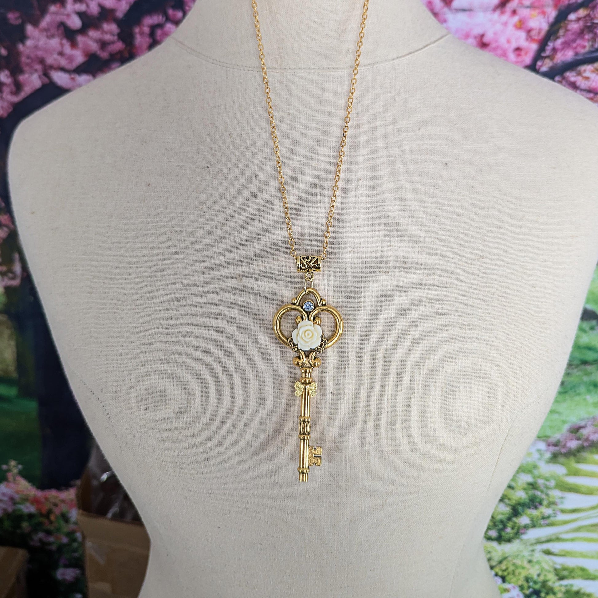 Fantasy Skeleton Key Necklace as Featured in the book, "The Girl Who Fell in the Rice Sack". Fantasy jewelry