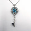 Sterling Silver Turquoise Elven Floral Fantasy Key Necklace made with Swarovski crystals,