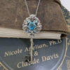 Sterling Silver Turquoise Elven Floral Fantasy Key Necklace made with Swarovski crystals,