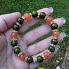 Natural Orange Sunstone and Green Jade Stretch Bracelet