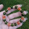Natural Orange Sunstone and Green Jade Stretch Bracelet