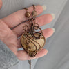 Picture Jasper Wire Wrapped Heart Stone Pendant Necklace, Heart Jewelry
