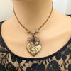 Picture Jasper Wire Wrapped Heart Stone Pendant Necklace, Heart Jewelry