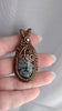 Snowflake Obsidian Stone Copper Wire Wrapped Pendant Necklace with black CZ accent, Obsidian Jewelry