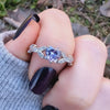 White Gold CZ Lavender Heart Shaped Ring, Purple Engagement Rings , Promise Ring, June Birthstone