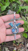 Unique Handmade Dragon on Sword Necklace with Turquoise Wings and Blue Opal Replica, Dragon Jewelry, Fantasy Jewelry Gothic jewelry
