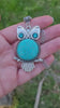 Silver Owl Pendant Necklace with natural Turquoise stone.  Owl jewelry gift.