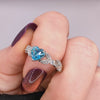 Aquamarine Cubic Zirconia Heart Shaped white gold sterling silver promise ring.