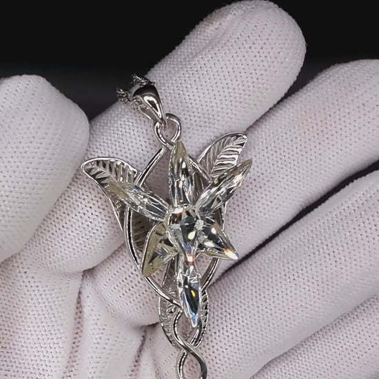 LOTR Arwen Evenstar Necklace, High Quality 925 Solid Sterling Silver Lord of the Rings Evenstar pendant with Free Jewelry Box