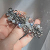 Elegant Floral Bridal Hair Barrette with Clear Swarovski Crystals – Perfect for Thick Hair