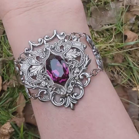 Gothic Sterling Silver Amethyst Fantasy Bracelet