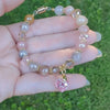 Natural Sunstone & Swarovski Crystal Bracelet with Pink Heart Charm