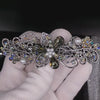 Black Diamond Floral Crystal Hair Clips, Fancy Hair Barrettes, Bridal Hair Accessories, Hair Barrettes for Thick Hair