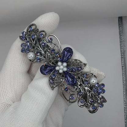Tanzanite crystal bridal hair clip, bridal hair accessories, crystal hair clips, fancy hair barrettes