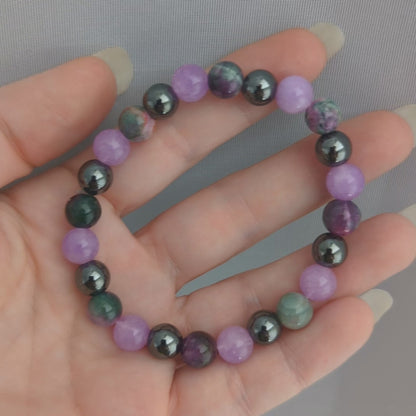 Natural Healing Bracelet for Depression – Violet Chalcedony & Jade