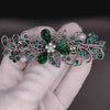 High Quality Swarovski Emerald Floral Crystal Hair Clips, Fancy Hair Barrettes, Bridal Hair Accessories, hair barrettes for thick hair