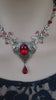 Vintage Scarlet Red Crystal Necklace Set, Vintage Jewelry, Vampire Jewelry