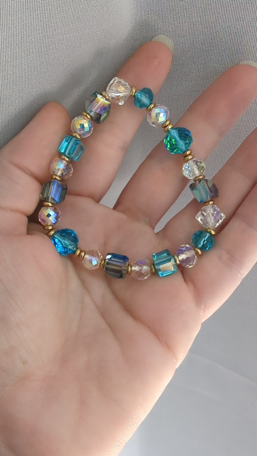 Radiant Blue Crystal Bracelet with Gold Accents