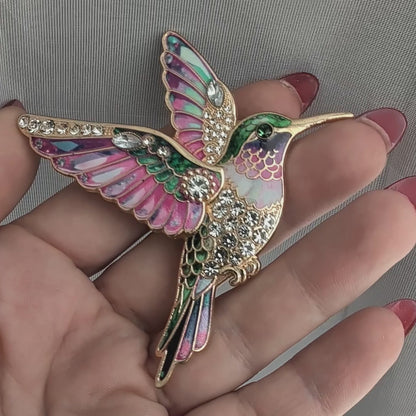 Hummingbird Brooch Pin | Colorful Rhinestone Bird Jewelry
