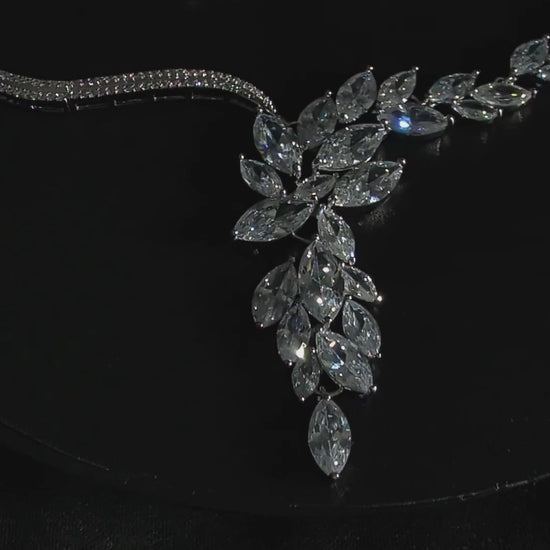  a nature inspired diamond cubic zirconia necklace with leaf detail