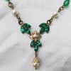 Vintage Art Deco Swarovski Emerald crystal and pearl floral necklace