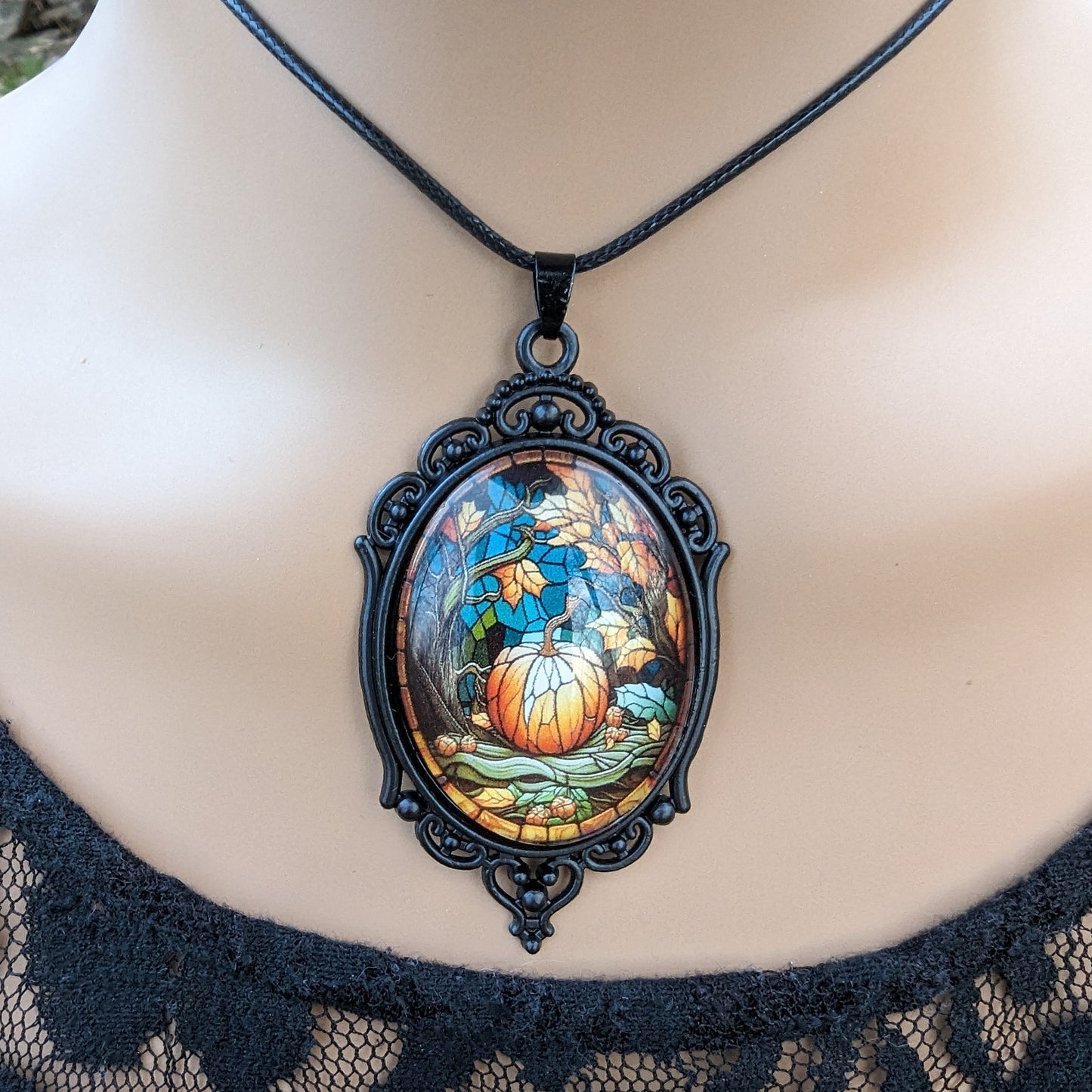 pumpkin Halloween pendant, Halloween Jewelry
