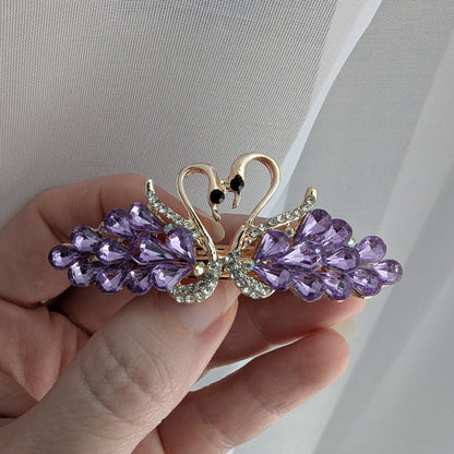 Crystal Swan Hair Clips, Swan Rhinestone Hair Barrette