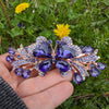 Crystal butterfly hair clips in purple, blue and gold, Butterfly Hair Barrette