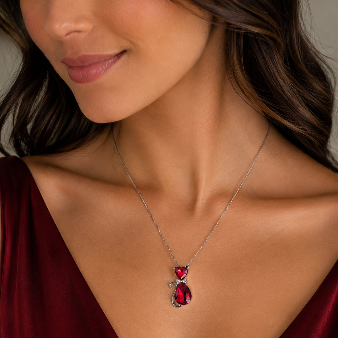 Crystal Cat Pendant Necklace | Sparkling Cat Lover Jewelry