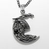 sleeping dragon on moon pendant necklace, dragon jewelry, fantasy jewelry