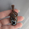 Snowflake Obsidian Stone Copper Wire Wrapped Pendant Necklace, Obsidian Jewelry, Obsidian Pendant
