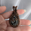 Snowflake Obsidian Stone Copper Wire Wrapped Pendant Necklace, Obsidian Jewelry