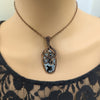 Snowflake Obsidian Stone Copper Wire Wrapped Pendant Necklace, Obsidian Jewelry, Obsidian Pendant