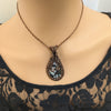 Snowflake Obsidian Stone Copper Wire Wrapped Pendant Necklace, Obsidian Jewelry