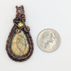 Labradorite Wire Wrapped Tear Drop Stone Pendant Necklace with CZ Crystal Accent, Labradorite Jewelry