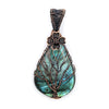 Natural Labradorite Tree of Life Wire Wrapped Stone Pendant with Flower Accent, Labradorite Jewelry