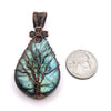 Natural Labradorite Tree of Life Wire Wrapped Stone Pendant with Flower Accent, Labradorite Jewelry