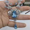 Vintage Aquamarine crystal necklace Bridal Jewelry Set made with Swarovski crystals. Wedding Jewelry, Vintage Jewelry, Bridal jewelry jewelry, Elven jewelry