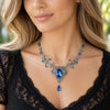 Vintage Sterling Silver Sapphire necklace Bridal jewelry made with Swarovski crystals. Wedding Jewelry Set. Bridal jewelry jewelry