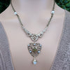 Necklace with a heart-shaped pendant on a woman