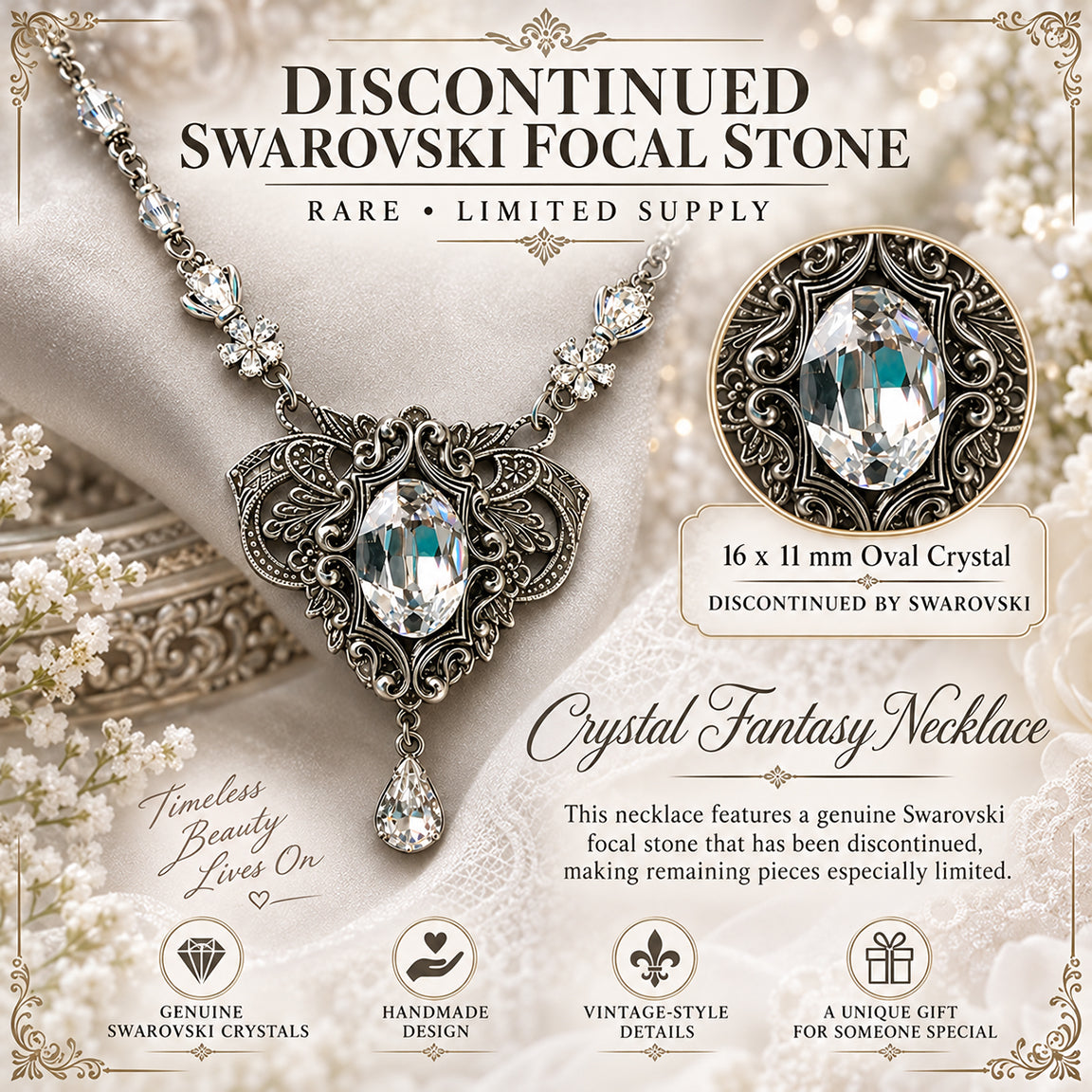 Elven Princess Swarovski Crystal Bridal Necklace | Vintage Wedding Jewelry