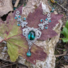 Vintage Emerald floral necklace made with Swarovski crystals. Wedding Jewelry Set. Bridal jewelry jewelry