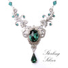Vintage Emerald floral necklace made with Swarovski crystals. Wedding Jewelry Set. Bridal jewelry jewelry