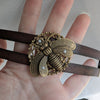 Brass Bumble Bee Tiered Adjustable Leather Bracelet
